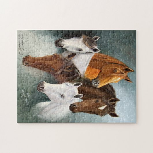 Puzzle, Vijf paardenkoppen Legpuzzel (Horizontaal)