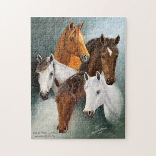 Puzzle, Vijf paardenkoppen Legpuzzel (Verticaal)