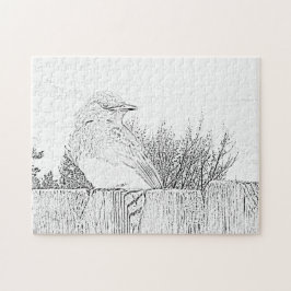 Puzzle - Vogel op hek naar kleur Legpuzzel