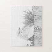 Puzzle - Vogel op hek naar kleur Legpuzzel (Verticaal)