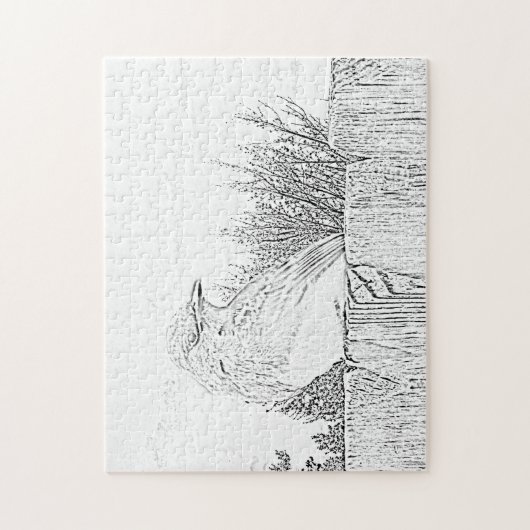 Puzzle - Vogel op hek naar kleur Legpuzzel (Verticaal)