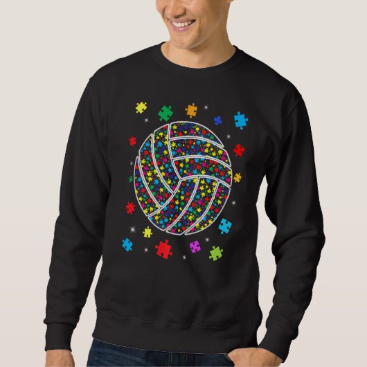 Puzzle Volleyball Support Autisme Awareness Mannen Trui (Voorkant)