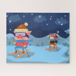 Puzzle voor varkens- en foxkiing legpuzzel