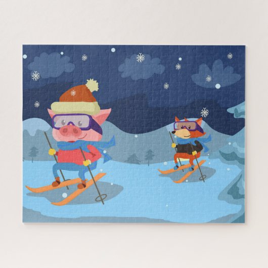 Puzzle voor varkens- en foxkiing legpuzzel (Horizontaal)