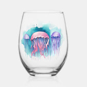 Puzzle - Watercolor Series: Jellyfish Bloom Wijnglas Zonder Voet (Achterkant)