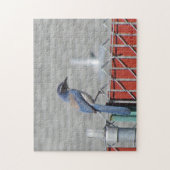 Puzzle - Westerne scrub-Jay op hek Legpuzzel (Verticaal)