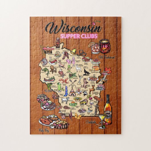 Puzzle - Wisconsin Supper Club Map Legpuzzel (Verticaal)