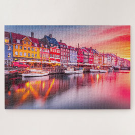Puzzle with Kopenhagen sunrise Nyhavn, Denemarken Legpuzzel