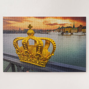 Puzzle with Stockholm sunset, Zweden Legpuzzel