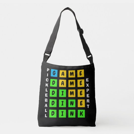 Puzzle WORD GAME DINK Pickleball Crossbody Tas (Voorkant)