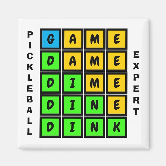 Puzzle WORD GAME DINK Pickleball Magneet (Voorkant)
