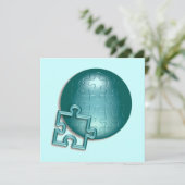 Puzzle World Invitation Kaart (Staand voorkant)