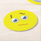 Puzzled Emoji Ronde Kartonnen Onderzetter (Gebogen)