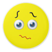 Puzzled Face Emoji Keramische Knop (Voorkant)