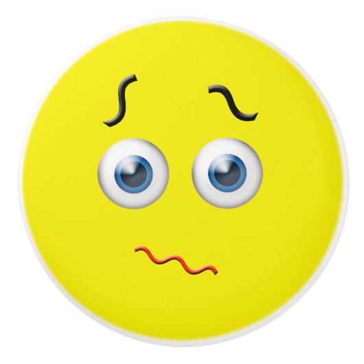 Puzzled Face Emoji Keramische Knop (Voorkant)