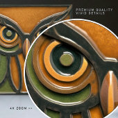 Puzzled Uil in Oranje Kunst & Ambachten Beweging Tegeltje