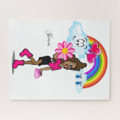 Puzzles African Girl Pink Hearts Legpuzzel (Horizontaal)