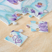 Puzzles Angel Paars Hearts Blue Feathers Legpuzzel (Zijkant)
