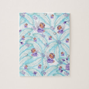 Puzzles Angel Paars Hearts Blue Feathers Legpuzzel
