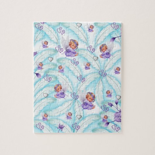 Puzzles Angel Paars Hearts Blue Feathers Legpuzzel (Verticaal)