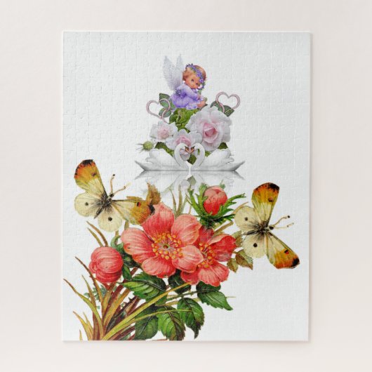 Puzzles Baby Angel Swans Flowers Floral Legpuzzel (Verticaal)