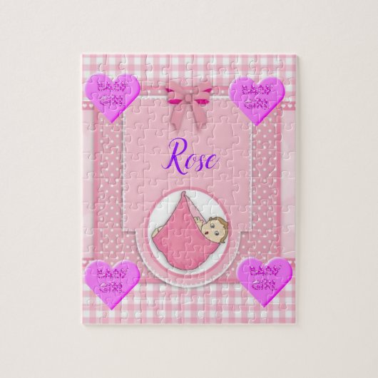 Puzzles Baby Girl Pink Stripe pe Legpuzzel (Verticaal)