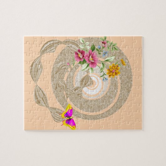 Puzzles Beige Butterfly Floral Legpuzzel (Horizontaal)