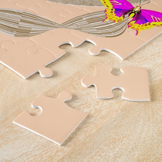 Puzzles Beige Butterfly Floral Legpuzzel (Zijkant)