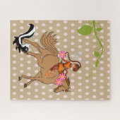Puzzles Beige Polka dot, Pink Horse Skunk Legpuzzel (Horizontaal)
