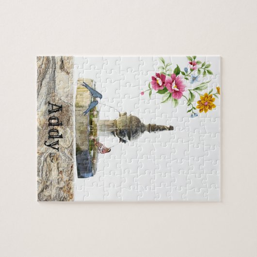 Puzzles Birds Fountain Floral Legpuzzel (Horizontaal)
