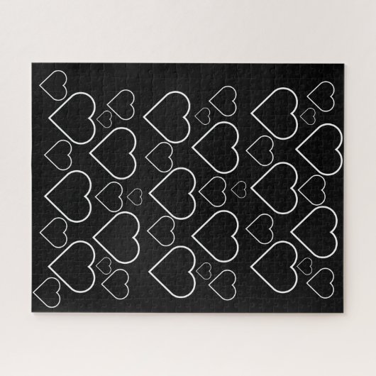 Puzzles Black White Hearts Legpuzzel (Horizontaal)