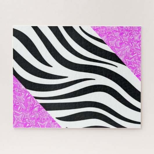 Puzzles Black & White Leopard Paars Pattern Legpuzzel (Horizontaal)