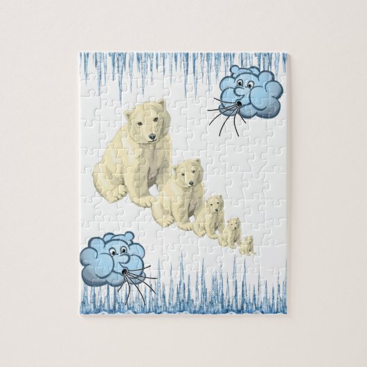 Puzzles Blue Clouds Polar Beren Ice Legpuzzel (Verticaal)