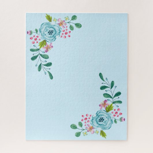 Puzzles Blue Floral Flowers Legpuzzel (Verticaal)