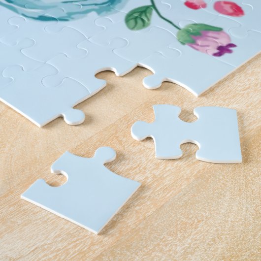 Puzzles Blue Floral Flowers Legpuzzel (Zijkant)
