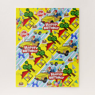 Puzzles Boys Happy Birthday Cars Dogs Yellow Legpuzzel