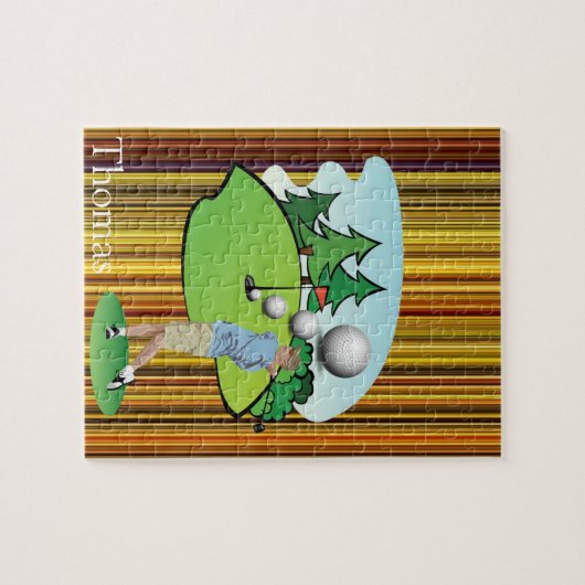 Puzzles Brown White Stripe Golfer Golfer Legpuzzel (Horizontaal)