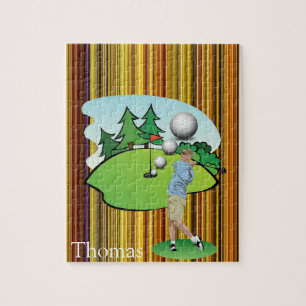 Puzzles Brown White Stripe Golfer Golfer Legpuzzel