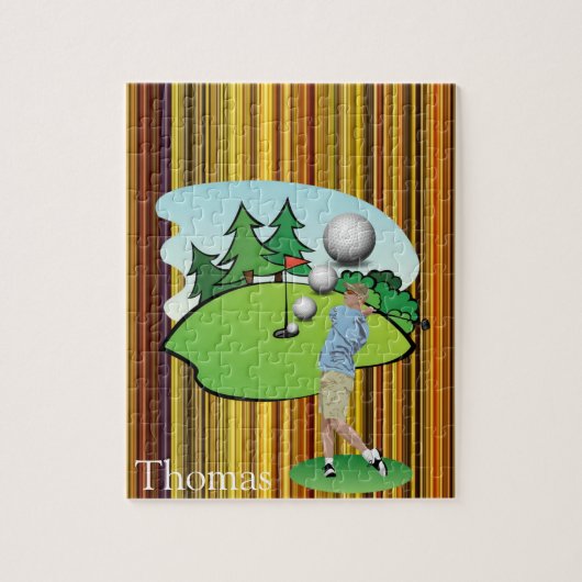 Puzzles Brown White Stripe Golfer Golfer Legpuzzel (Verticaal)