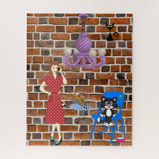 Puzzles Cat Woman Brick Legpuzzel (Verticaal)