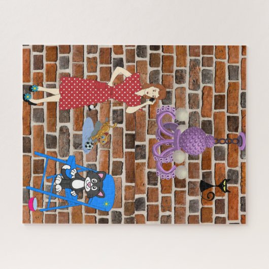 Puzzles Cat Woman Brick Legpuzzel (Horizontaal)