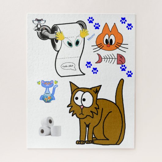 Puzzles Cats Kittens Fish Botten Toilet Paper Legpuzzel (Verticaal)