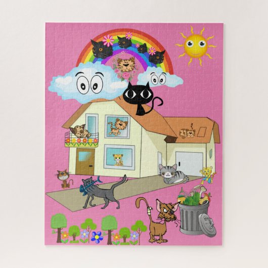 Puzzles Cats Rainbow House Legpuzzel (Verticaal)