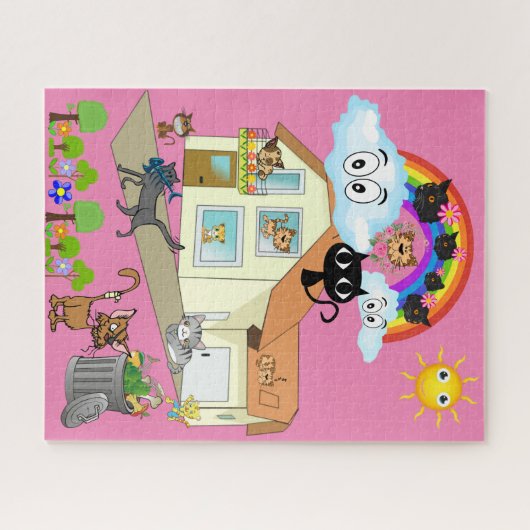 Puzzles Cats Rainbow House Legpuzzel (Horizontaal)