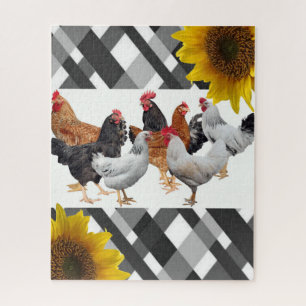 Puzzles Chicken Black White Pset Legpuzzel