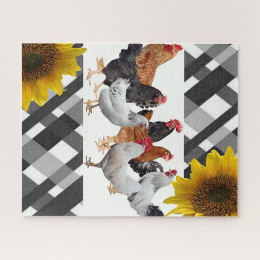 Puzzles Chicken Black White Pset Legpuzzel (Horizontaal)