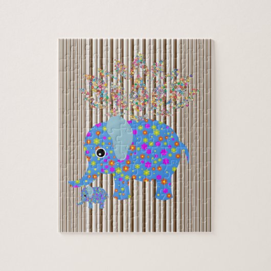 Puzzles Colorful Elephanes Brown White Stripes Legpuzzel (Verticaal)