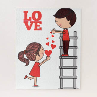 Puzzles Couple Red Hearts Happy Valentine's Day Legpuzzel
