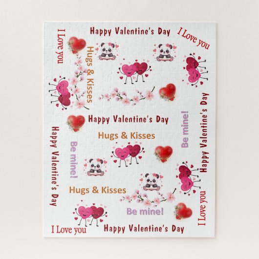 Puzzles Couple Red Hearts Happy Valentine's Day  Legpuzzel (Verticaal)