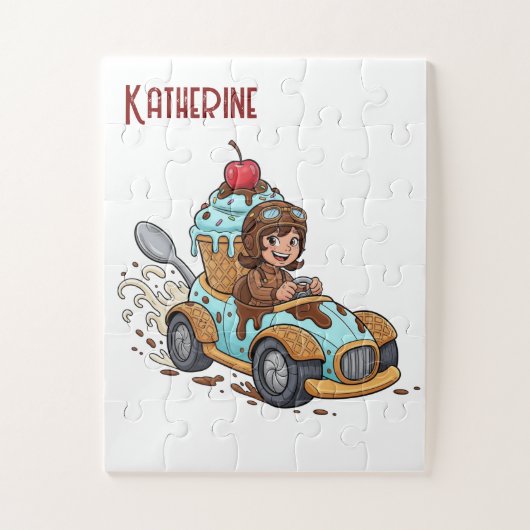 Puzzles Cute Girl Delivering Ice-cream Legpuzzel (Verticaal)